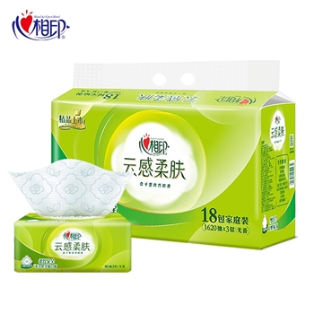心相印云感系列90抽18包三层立体压花塑装纸面巾  DT17090*6