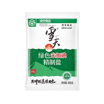 雪天绿色未加碘精制盐  400G/包